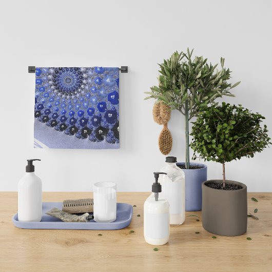 Abstracte Blauwe Ombre Fractal Bubbles Handdoek