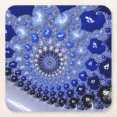 Abstracte Blauwe Ombre Fractal Bubbles Kartonnen Onderzetters (Voorkant)