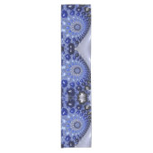 Abstracte Blauwe Ombre Fractal Bubbles Korte Tafelloper (Voorkant)