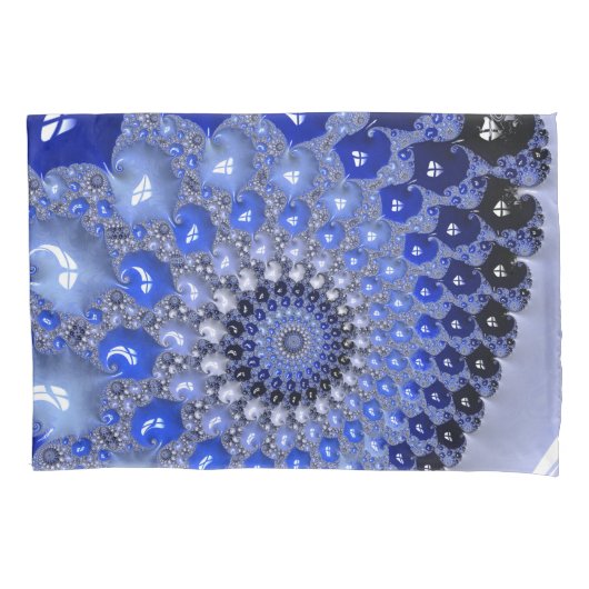 Abstracte Blauwe Ombre Fractal Bubbles Kussensloop (Voorkant)
