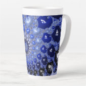 Abstracte Blauwe Ombre Fractal Bubbles Latte Mok (Rechterhoek)