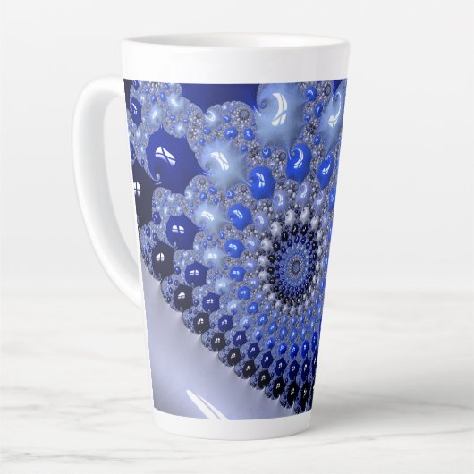 Abstracte Blauwe Ombre Fractal Bubbles Latte Mok (Linkerhoek)