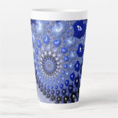 Abstracte Blauwe Ombre Fractal Bubbles Latte Mok (Voorkant)