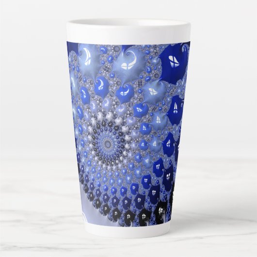 Abstracte Blauwe Ombre Fractal Bubbles Latte Mok (Voorkant)