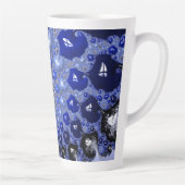 Abstracte Blauwe Ombre Fractal Bubbles Latte Mok (Rechts)
