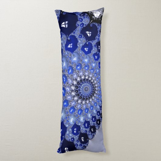 Abstracte Blauwe Ombre Fractal Bubbles Lichaamskussen (Achterkant (Verticaal))