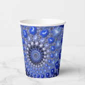 Abstracte Blauwe Ombre Fractal Bubbles Papieren Bekers (Links)