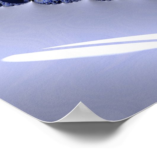 Abstracte Blauwe Ombre Fractal Bubbles Poster (Hoek)