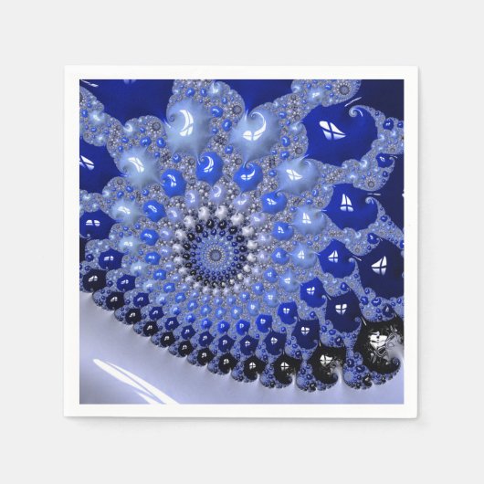 Abstracte Blauwe Ombre Fractal Bubbles Servet (Voorkant)