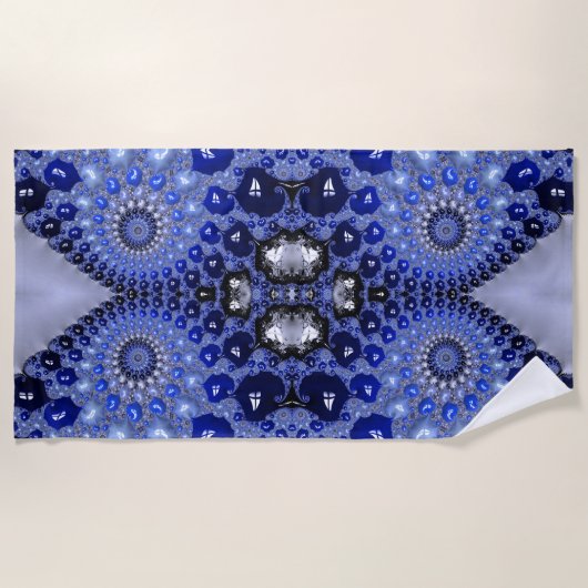 Abstracte Blauwe Ombre Fractal Bubbles Strandlaken (Voorkant)