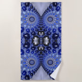 Abstracte Blauwe Ombre Fractal Bubbles Strandlaken (Voorkant)