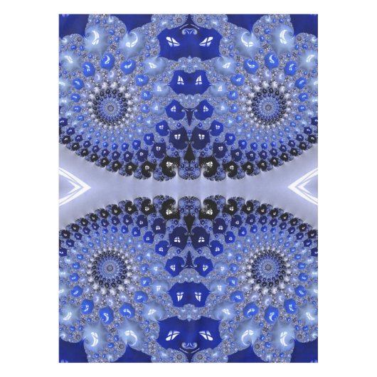 Abstracte Blauwe Ombre Fractal Bubbles Tafelkleed (Voorkant)