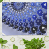 Abstracte Blauwe Ombre Fractal Bubbles Theedoek (Gevouwen)