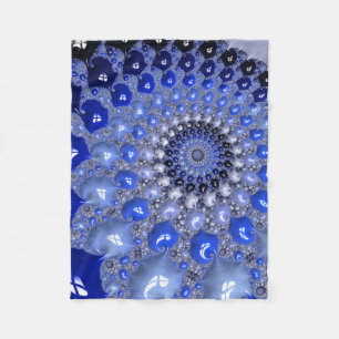 Abstracte Blauwe Ombre Fractale Bellen Fleece Deken
