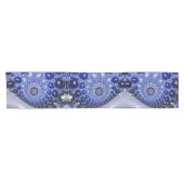 Abstracte Blauwe Ombre Fractale Bellen Korte Tafelloper (Horizontaal)