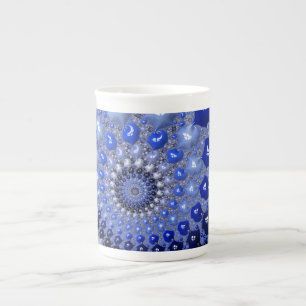 Abstracte Blauwe Ombre Fractale Bellen Porselein Kop