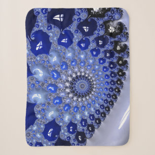 Abstracte Blauwe Ombre Fractale Bellen Sherpa Deken