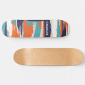 Abstracte blauwe Oranje penseelstreken Aangepaste  Persoonlijk Skateboard (Horizontaal)
