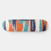 Abstracte blauwe Oranje penseelstreken Aangepaste  Persoonlijk Skateboard (Horizontaal)