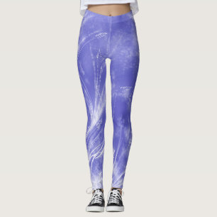 Abstracte Blauwe Paardebloemen & vuurvliegjes Leggings