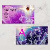 ABSTRACTE BLAUWE PAARSE PINKWAVES RODE RUBY MONOGR VISITEKAARTJE (Voorkant / Achterkant)