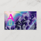 ABSTRACTE BLAUWE PAARSE PINKWAVES RODE RUBY MONOGR VISITEKAARTJE (Achterkant)
