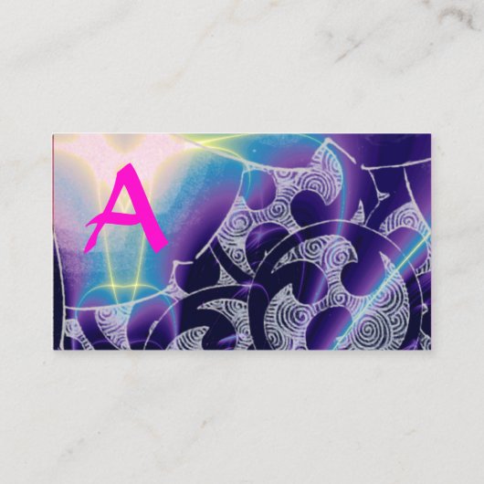 ABSTRACTE BLAUWE PAARSE PINKWAVES RODE RUBY MONOGR VISITEKAARTJE (Achterkant)