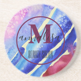 Abstracte blauwe Paarse roze magenta Zandsteen Onderzetter