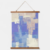 Abstracte Blauwe Paarse Taupe Ivory Gemengde Media Hangend Wandkleed (Voorkant)