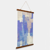 Abstracte Blauwe Paarse Taupe Ivory Gemengde Media Hangend Wandkleed (Gebogen)