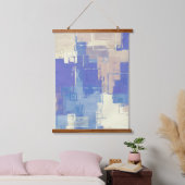 Abstracte Blauwe Paarse Taupe Ivory Gemengde Media Hangend Wandkleed (Slaapkamer)