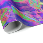 Abstracte blauwe paarse zonnebloem | retro funky cadeaupapier (Rol Hoek)