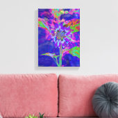 Abstracte blauwe paarse zonnebloem | retro funky canvas afdruk (Insitu (Woonkamer))
