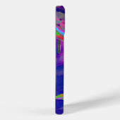 Abstracte blauwe paarse zonnebloem | retro funky Case-Mate iPhone case (Achterkant / Rechts)