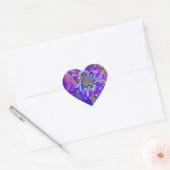 Abstracte blauwe paarse zonnebloem | retro funky hart sticker (Envelop)