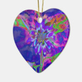 Abstracte blauwe paarse zonnebloem | retro funky keramisch ornament (Links)