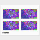 Abstracte blauwe paarse zonnebloem | retro funky rechthoekige sticker (Vel)
