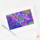 Abstracte blauwe paarse zonnebloem | retro funky rechthoekige sticker (Envelop)