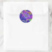 Abstracte blauwe paarse zonnebloem | retro funky ronde sticker (Tas)