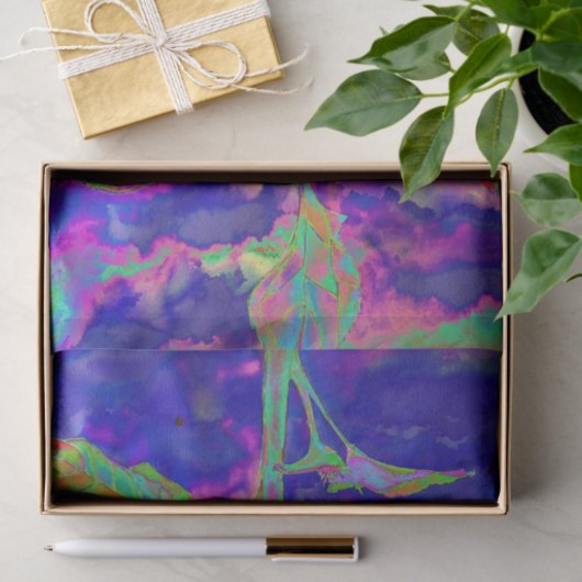 Abstracte blauwe paarse zonnebloem | retro funky tissuepapier (Geschenk)