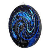 Abstracte blauwe pacock dartbord (Voorkant Rechts)