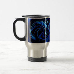 Abstracte blauwe pacock reisbeker
