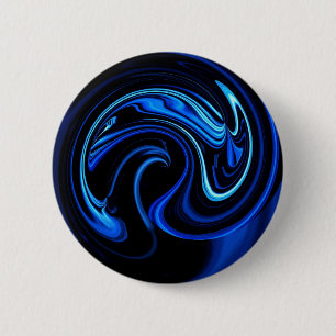 Abstracte blauwe pacock ronde button 5,7 cm