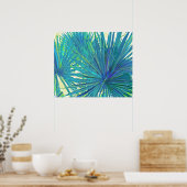 abstracte blauwe palmen poster (Keuken)