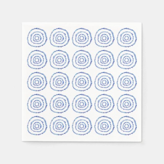 Abstracte blauwe penseelcirkel kustlijn servet (Voorkant)