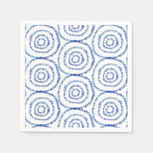 Abstracte blauwe penseelcirkel kustlijn servet