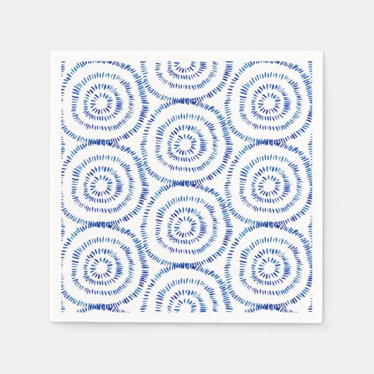 Abstracte blauwe penseelcirkel kustlijn servet (Voorkant)