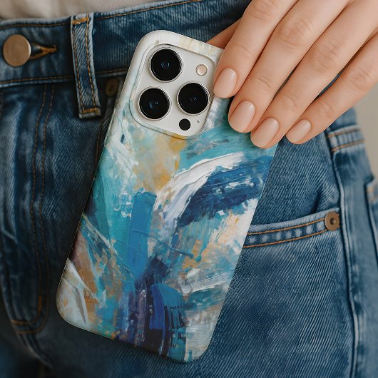 Abstracte blauwe penseelstreken Moderne kunst Case-Mate iPhone Case
