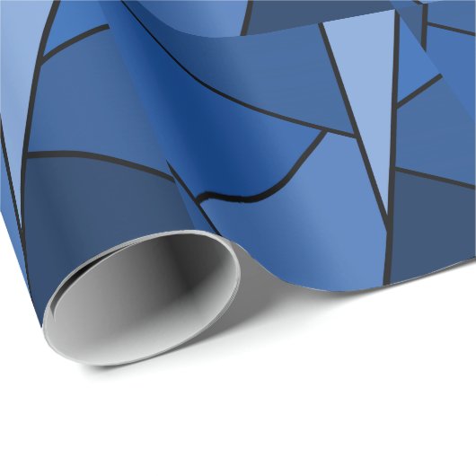 Abstracte blauwe polygons cadeaupapier (Rol Hoek)