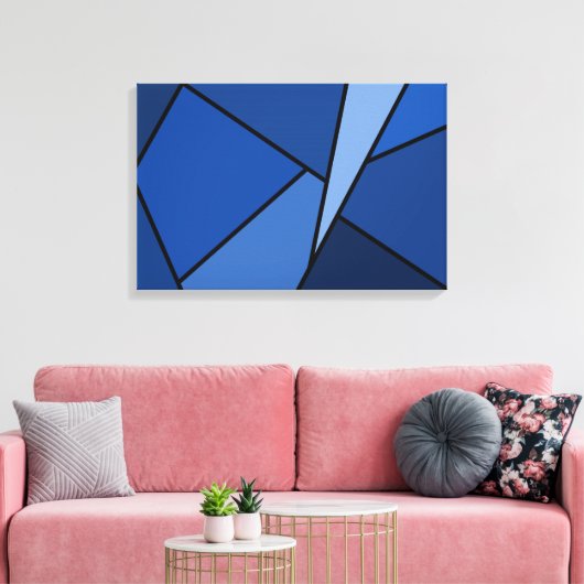 Abstracte blauwe polygons canvas afdruk (Insitu (Woonkamer))